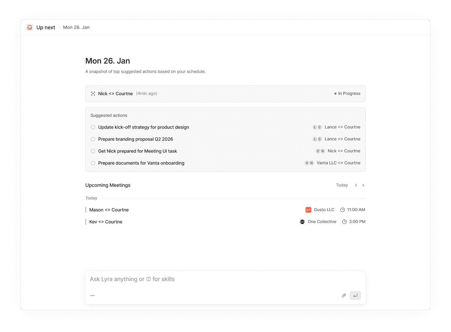 Take meeting actions from a single terminal